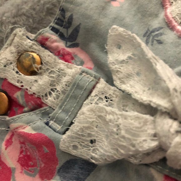 Size 18 Months Pink/Blue Lace Heart Overalls - Picture 6 of 6